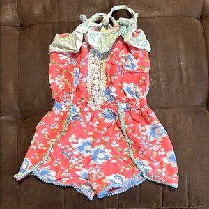 Matilda Jane Coral and Blue Floral Romper